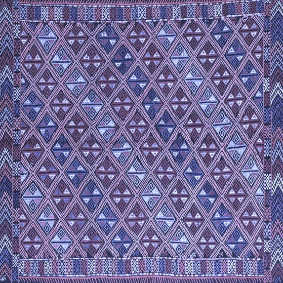 Ahgly Company Indoor Square Oriental Blue Traditional Area Rugs, 7' Square