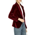 thumbnail image 5 of INSPIRE CHIC Women's Velvet Blazer Solid Color Shawl Collar One Button Wear-to-Work Suit Jacket 2XL Wine Red, 5 of 8