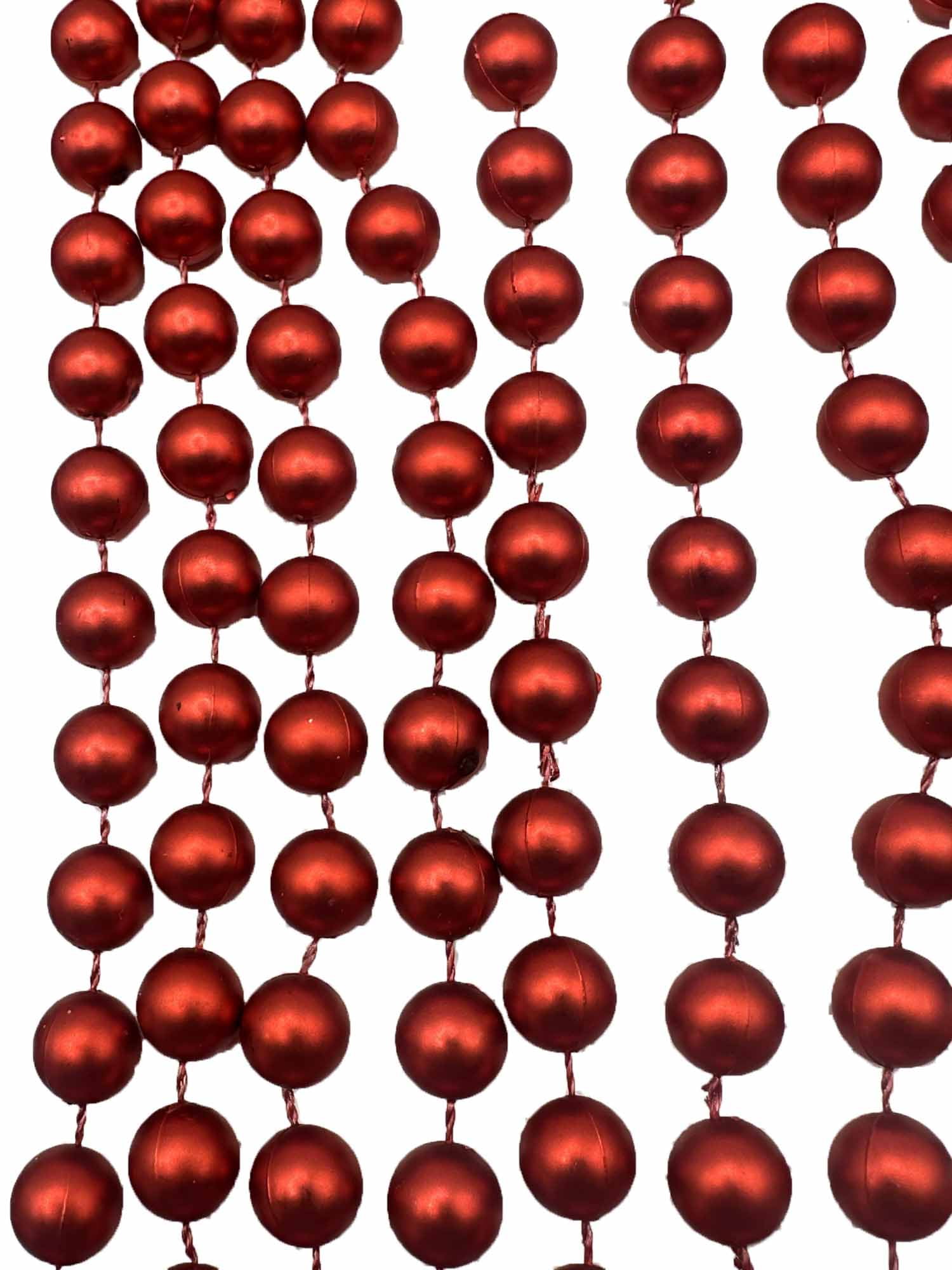 Holiday Time 18-Foot Matte Red Beaded Garland for Christmas Trees and Holiday Decorating, 18ft Matte Red Beaded Garland