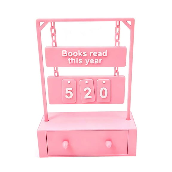 3D Printed Hanging Book Counter With Digital Storage - Books Read This Year Counter - Book Counter Tracker - Book Counter Bookshelf Decor - Reading List Book Club Gifts(Pink)
