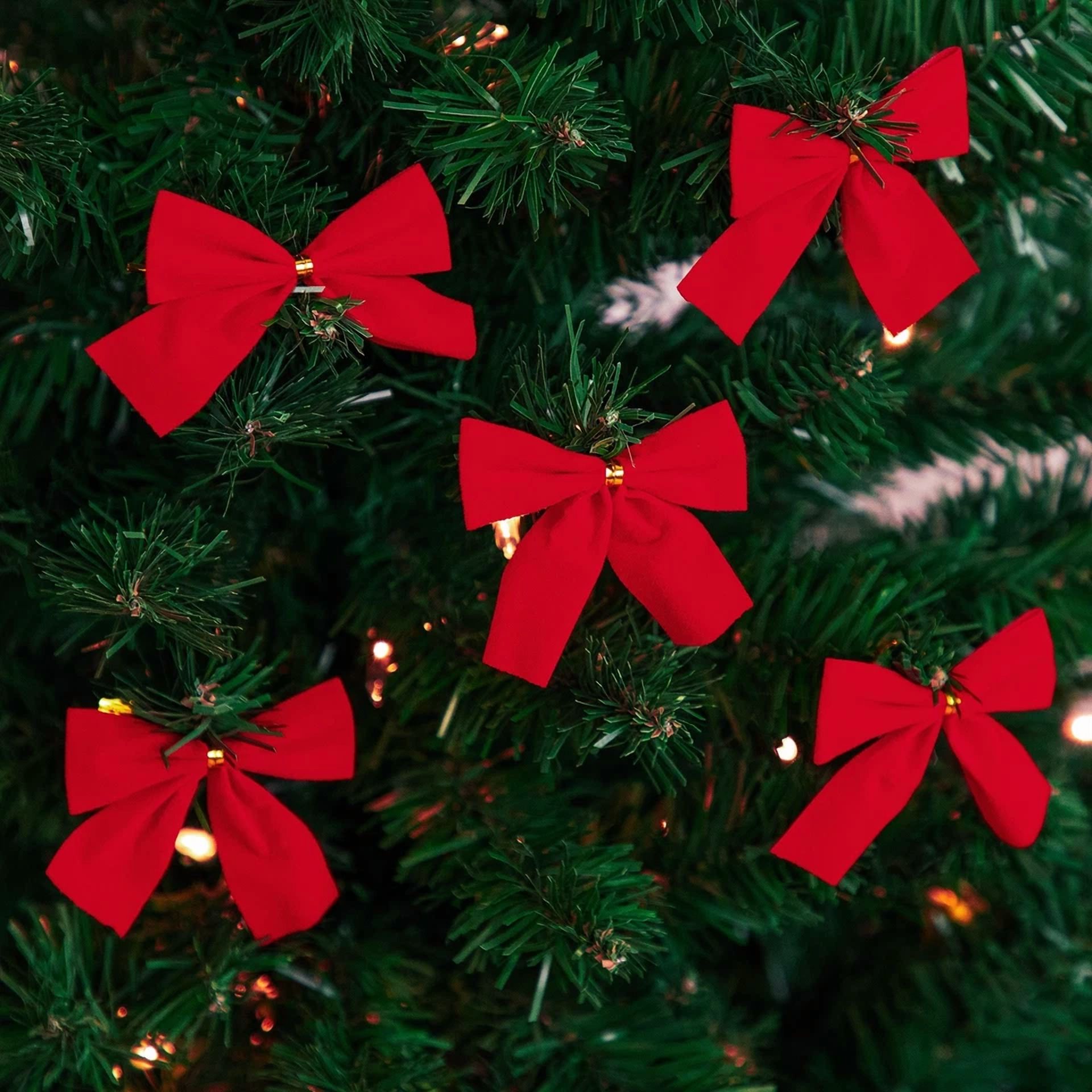 Northlight Pack Of 14 Red Mini Velveteen Christmas Bow Decorations 2.5