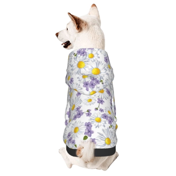 Balery Daisies Flowers Sudadera con Capucha para Perros Pequeños – Ropa para Mascotas, Disfraz para Perros y Gatos, Ideal para Fiestas y Cosplay-Large