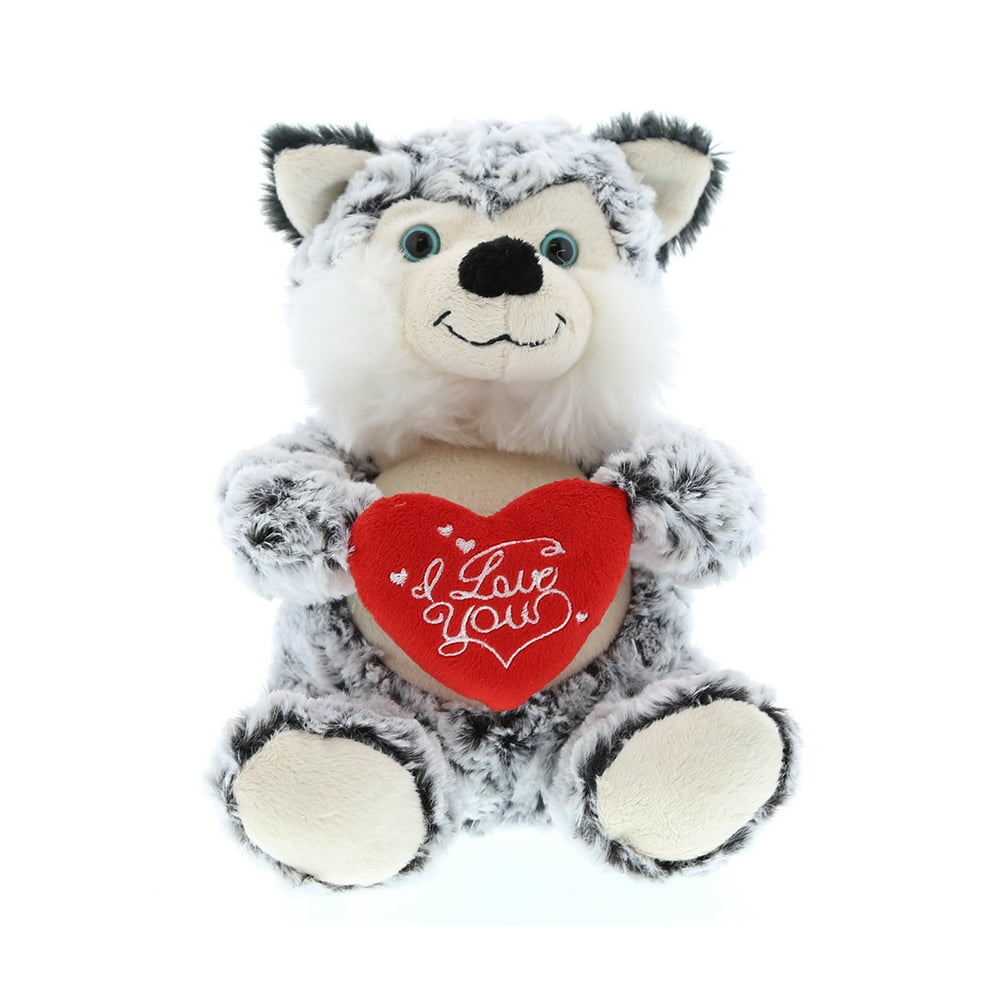 Dollibu Sitting Husky I Love You Valentines Stuffed Animal - Heart ...