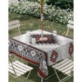 thumbnail image 2 of Outdoor Tablecloth with Umbrella Hole, Gray Red Boho Spillproof Waterproof Outdoor Table Cover, Southwestern Ethnic Abstract Geometric Patio Tablecloths for Party/Garden/Picnic, Square 60"x60", 2 of 9