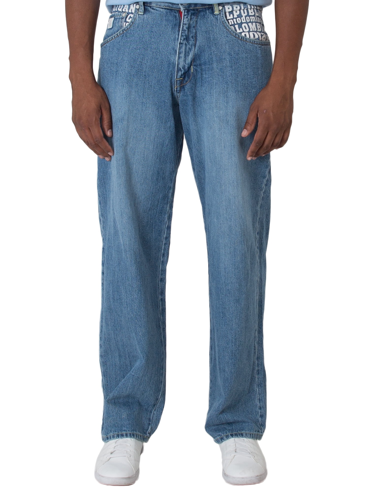 BNWT Men's Loose Fit Jeans Straight Leg Boot cut Sky Blue Jeans all Waist Size 
