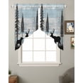 thumbnail image 2 of Deer Bear Swag Valances for Windows, Retro Farmhouse Trees Forest Wooden Grain Rod Pocket Sheer Valances for Small Windows, Swag Toppers Light Filtering for Kitchen Living Room 2 Panels 28''x36'', 2 of 6
