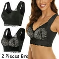 thumbnail image 2 of Gibobby Brasier deportivo para mujer Sujetador de encaje de 2 piezas de talla grande para mujer(Multicolor,4XL), 2 of 5