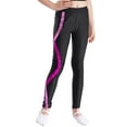 thumbnail image 3 of Aislor Girl's Active Leggings Elastics High Waist Yoga Gymnastics Athletic Skating Pants Size 6-16 A Black&Pink 14, 3 of 7