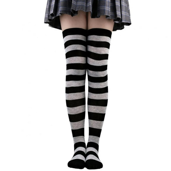 Women's Striped Knee Length Stockings Halloween Cosplay Party Stockings Anime Academy Style Socks