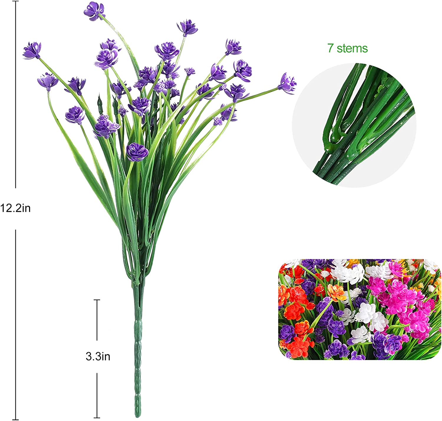 Morttic Artificial Flowers for Outdoors Plastic UV Resistant Faux Flowers Decoration Greenery Garden Shrubs，Bulk Fake Flowers in Vase (Orange 4pcs)