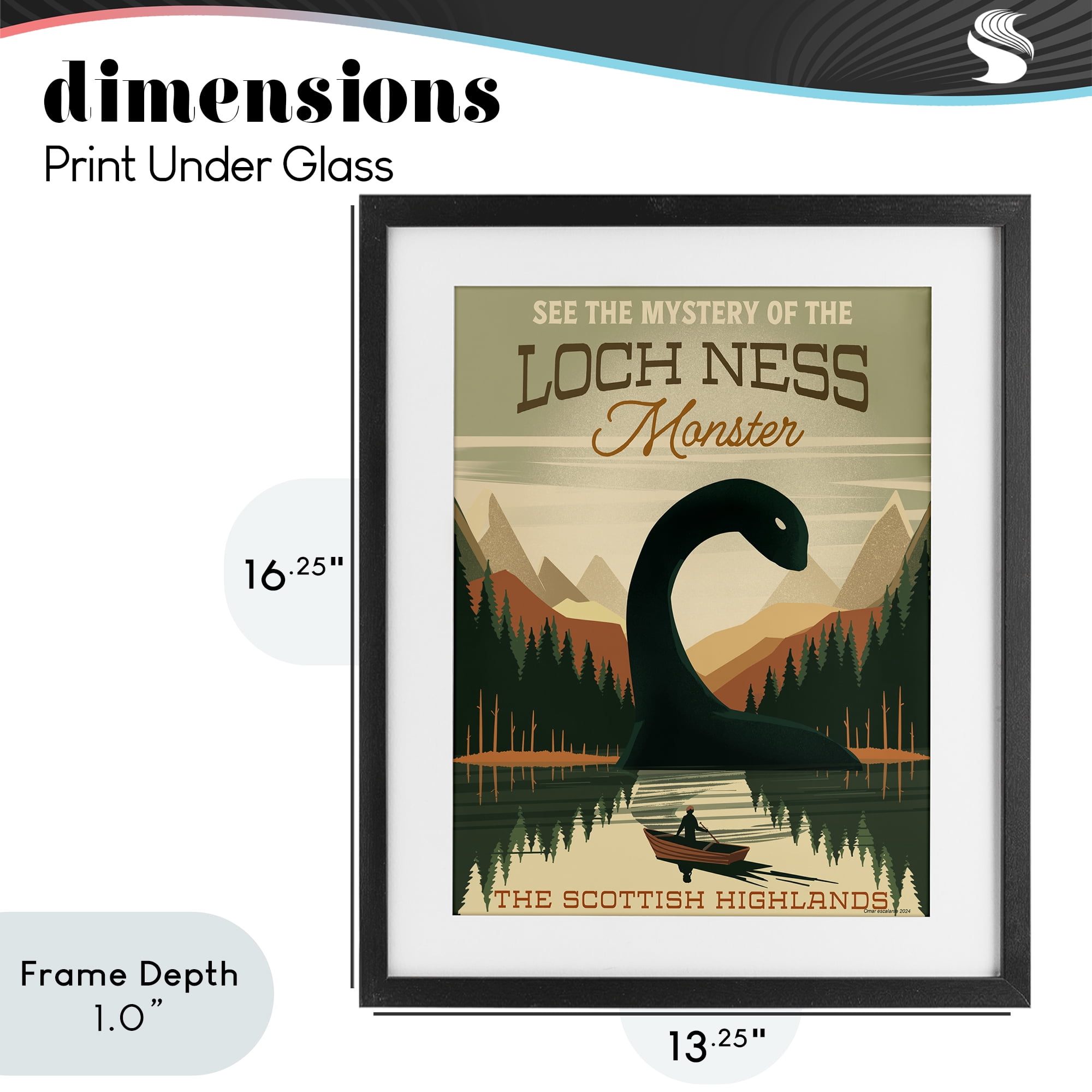 Stupell Industries Folklore Monster Tourism Black Framed Print Under Glass, design by Omar Escalante