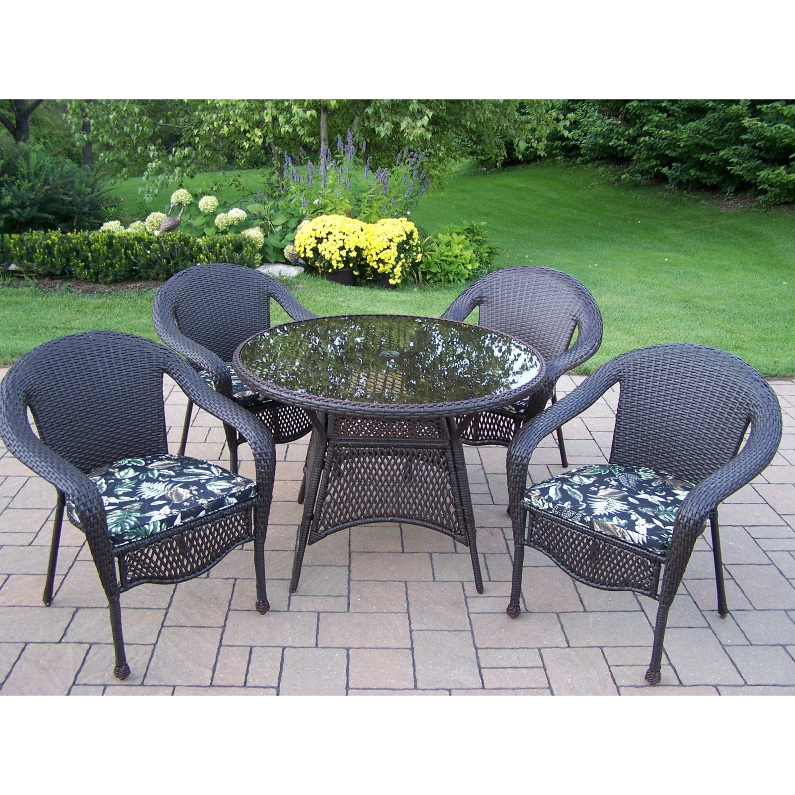 Oakland Living Elite AllWeather Wicker Patio Dining Set