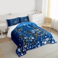 thumbnail image 3 of Manfei Cute Butterfly Queen Comforter Set,Chic Diamond Bedding Sets,Blue Glitter Print Bedding Comforter Set For Girls,Luxury Bedroom Decor,3pcs, 3 of 8