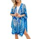 thumbnail image 1 of Cárdigan de gasa para mujer, estampado floral, borlas, dobladillo dividido, transpirable MABOTO Azul dos, 1 of 7