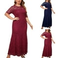 thumbnail image 1 of Gspmoly Robes pour Femmes, Nouvelle Robe Mode Grande Taille en Dentelle à Col en V pour Femmes, Robe à Manches Courtes à Col Ras du Cou, Robes de Cocktail, Offres du Jour, 1 of 7