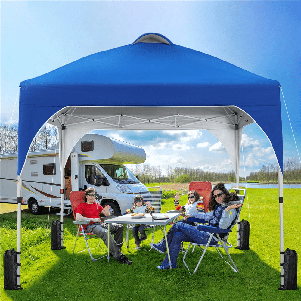 Renwick 8x8Ft Instant Pop Up Canopy Tent with Roller Bag & Sandbags, Blue