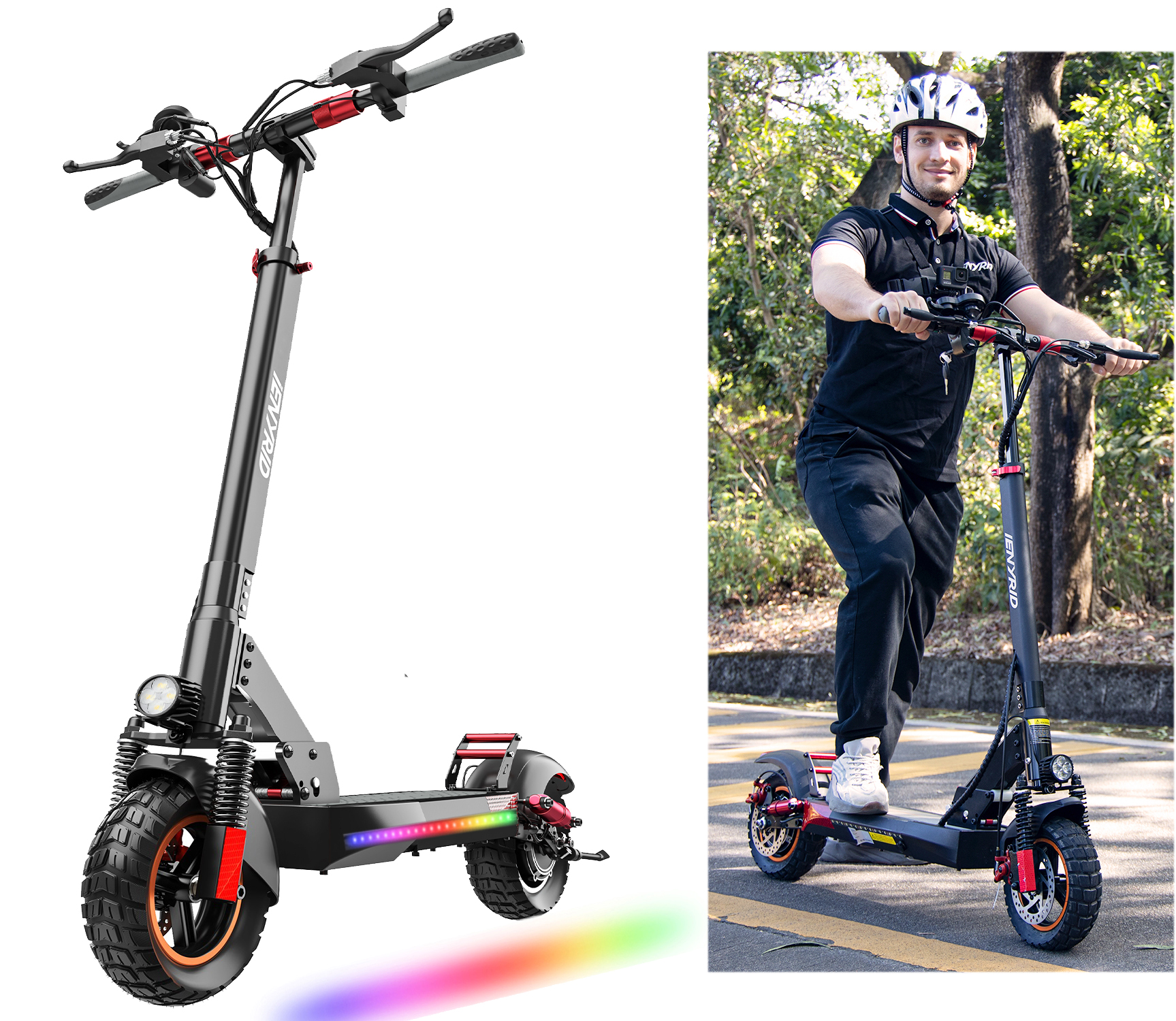 Electric Scooter 800W Motor 45KM/H & 20-30KM, 12.5Ah, 10" Tires Folding E Scooter Mulitiple Suspension, Dual Braking, Gift for Adult Teens Commuter Load 180LBS