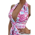 thumbnail image 4 of hirigin Women Summer Tank Tops Floral Halter Neck Backless Tied Crop Tops, 4 of 9
