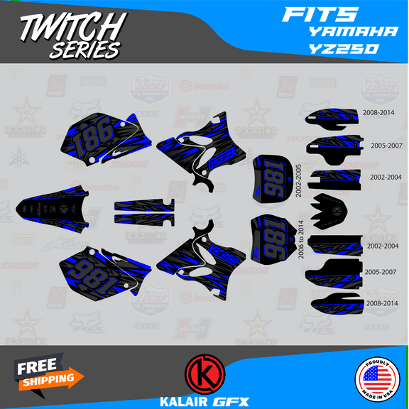 Kalair GFX Graphics Kit for Yamaha YZ250 (2002-2004) Twitch Series