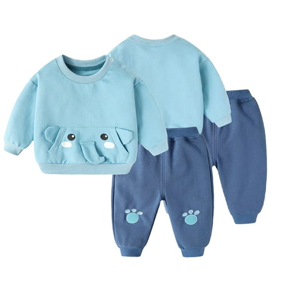 KYAIGUO Infant Baby Unisex Cartoon Sweatshirt and Pants Set Toddler 2PCS Fall Organic Cotton Sweatshirt Outfits for 6M-3T