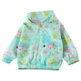 thumbnail image 2 of Lilgiuy Fashion Girls Boys Rain Jacket Casual Solid Color Long Sleeve Windproof Floral Printed Coats Zipper Hooded Coat Birthday Gifts for Your Kids(Green,5-6 Years), 2 of 3