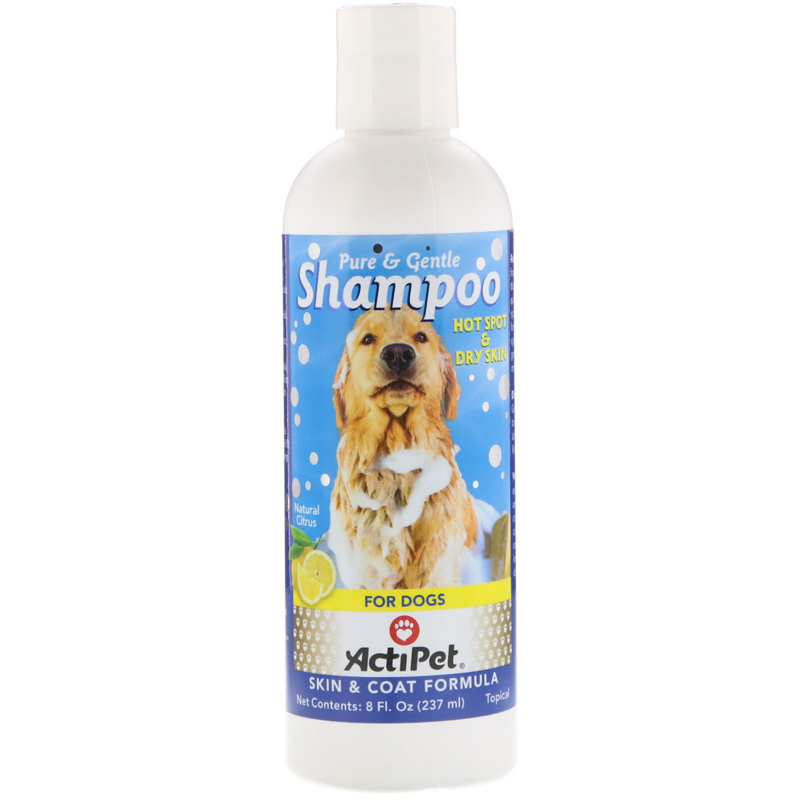 Actipet Pure Gentle Shampoo for Dogs Natural Citrus 8 fl oz 237 ml