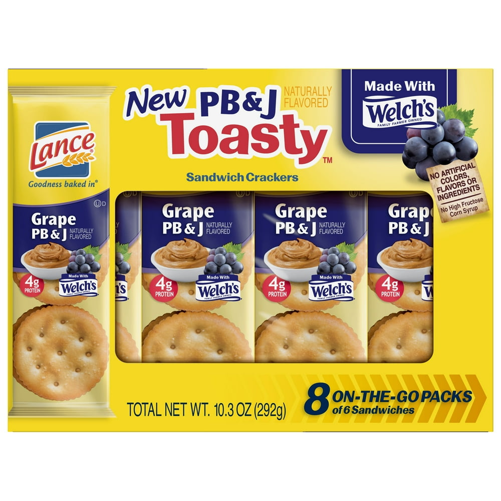 Lance Toasty Peanut Butter & Grape Jelly Sandwich Crackers, 8 Ct