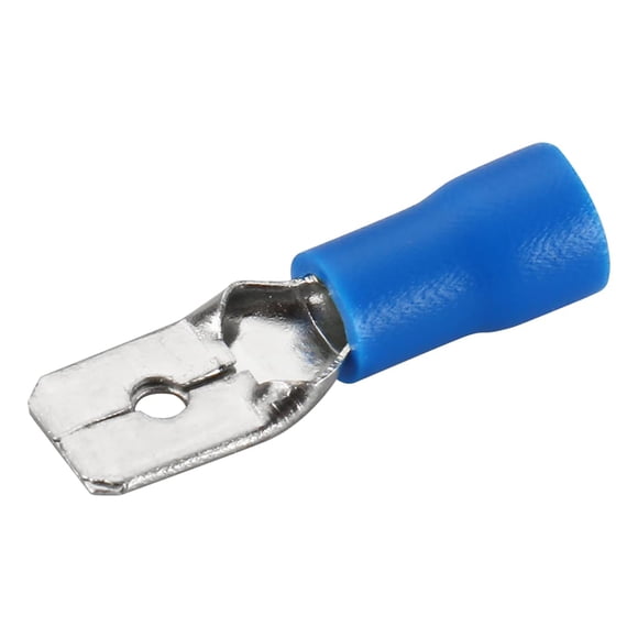 Baomain Connecteur de Fil Isolé en Vinyle 1/4 Pouces Mâle Déconnexion Rapide 16-14AWG 6.3mm Bleu MDD 2-250 Bleu (100 Pcs)