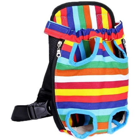 Hgudesign Dog Carrier Legs Out Front Pet Carrier Backpack Adjustable Puppy Small Bag with Shoulder Strap and Sling for Traveling Hi Camping Outdoor (XL  Rainbow)
