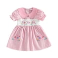 thumbnail image 4 of DHFJKG Girls Easter Dress Peter Pan Collar Cute Bunny Embroidery Casual Puff Short Sleeve Mini Dress For Baby Toddler 6M-4Y Stylish Dresses, 4 of 7