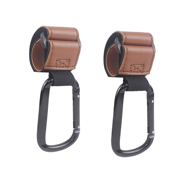 2 ganchos para cochecito de bebé, clip para colgar bolsas, accesorios para cochecito y bicicletas. Marrón claro