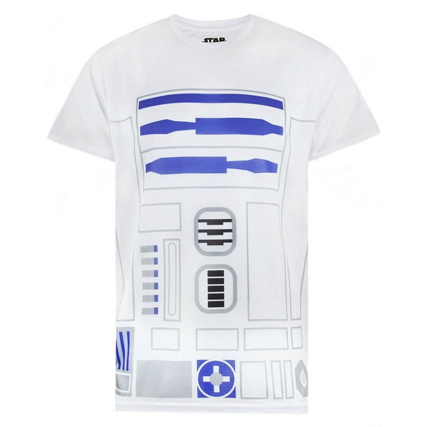 Star Wars - Camiseta de R2-D2 Disfraz para Hombre (Blanco, Azul)