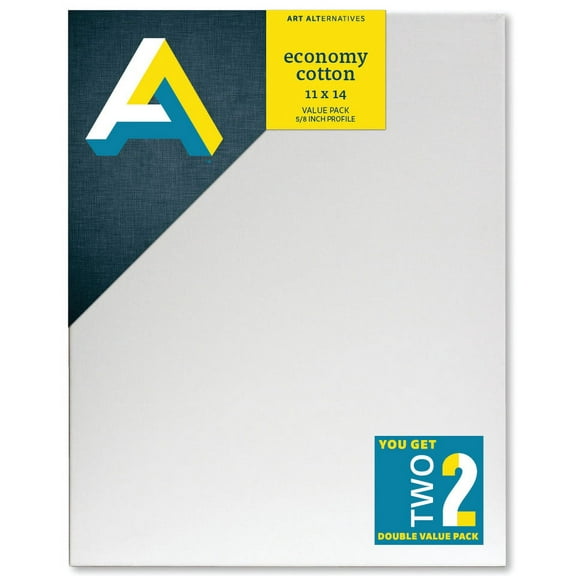 Art Alternatives Economy Cotton Stretched Canvas, 11" x 14", 2/Pkg.