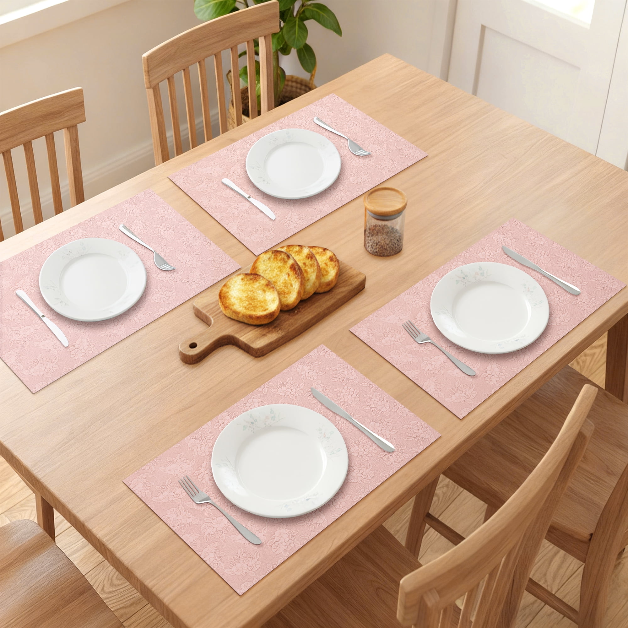 Unique Bargains Faux Leather Placemats for Kitchen Home Peach Pink 17.7"x11.8"