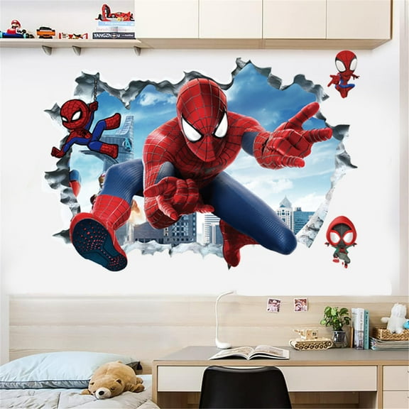 New Spider-Man Wall Stickers Superhero Wall Decals Cartoon Kids Room Decor For Boys Room Bedroom Living Room Home Decor Stickers
