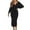 Black, variant on Odbmxy Wrap Womens Midi Dresses Long Sleeve Women's Dress V-Neck Slim Solid Color Party Lace up Knit Dresses,Black S