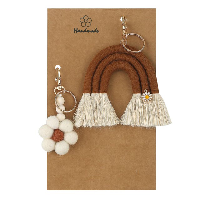S 5020 Llaveros de tapiz nórdico pequeño, tejido a mano, accesorios para fotografía de habitación, colgante de pared, 2 uds.