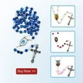 thumbnail image 2 of Racing Butterfly Catholic Rosary Small Size Round Blue Glass Beads Virgin Mary Jesus Necklace, 2 of 8