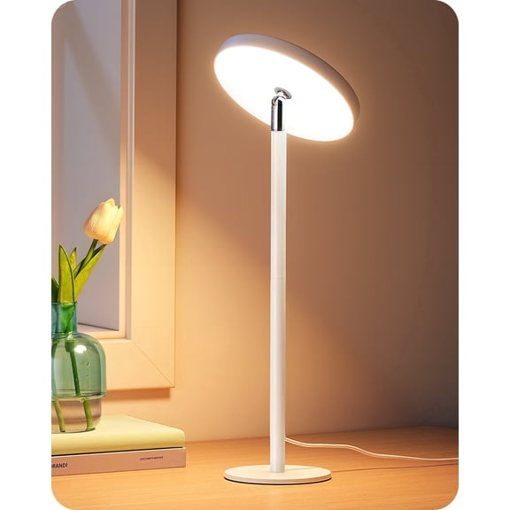 EDISHINE LED Table Lamp with 2 Adjustable Height, High CRI 90+, 5%-100% Dimmable & 3 Color Temperature, Touch Control Desk Lamp for Office, Reading, Dorm, Bedside White