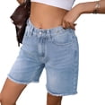thumbnail image 3 of Women'S Jorts Baggy High Waisted Jean Shorts Ripped Denim Bermuda Shorts Y2K Shorts Light Blue S, 3 of 8