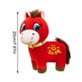 thumbnail image 2 of Year of The Horse 2026 Plush, 7.87in Funny Smiling Horse Plushie Figurine, Lucky Chinese Lunar New Year Mascot Zodiac Ornament for Home Store Tabletop Decor, Red, 2 of 7