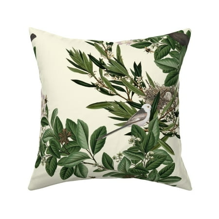 Blackbird Nest Tree Botanical Throw Pillow Cover W Optional Insert