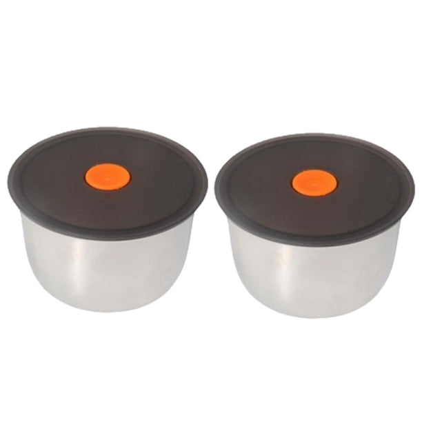 Injueey 2x caja de conservación de acero inoxidable con anillo de sellado de silicona integrado que sella firmemente para evitar la humedad Almacenamiento y organización del hogar cubierta negra