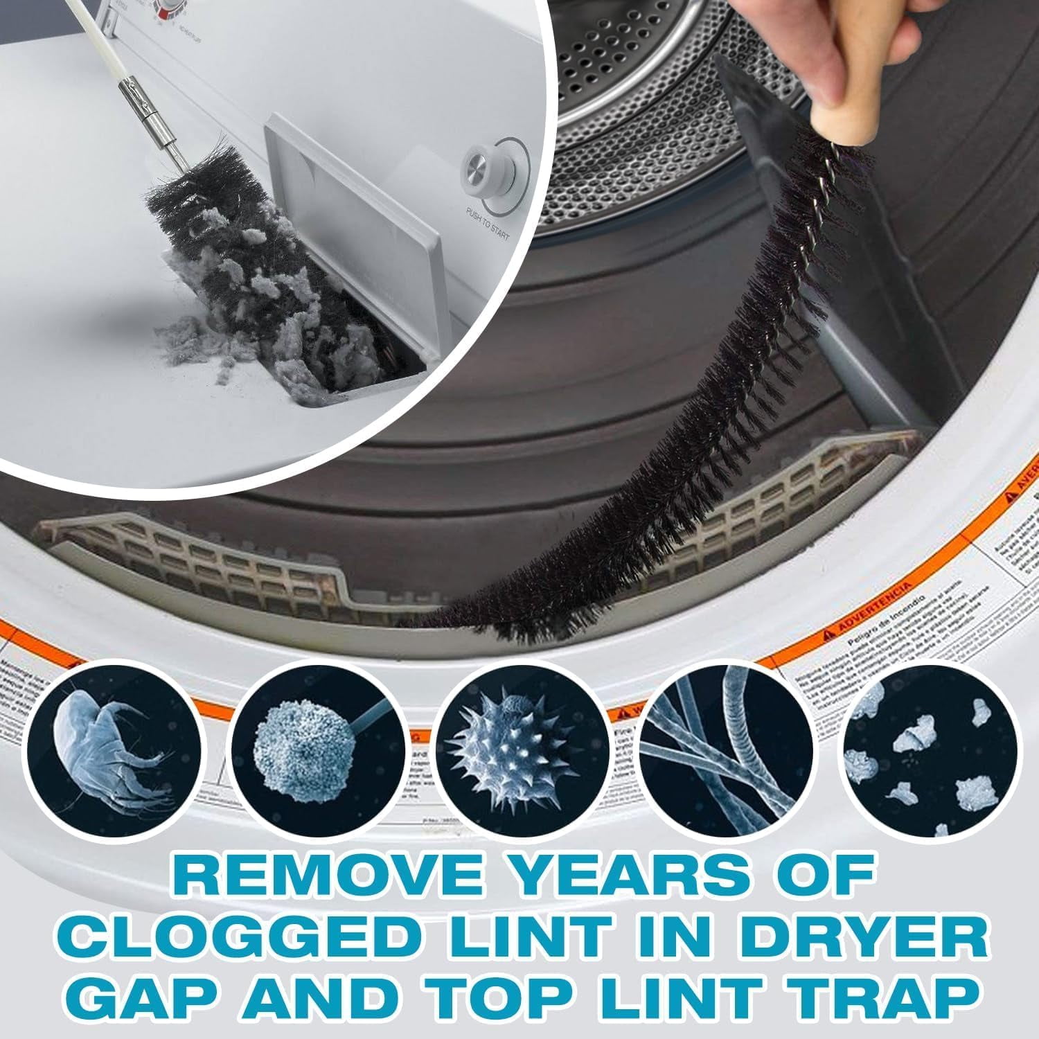 WarmHaven 47-Pieces 40-Feet Dryer Vent Cleaner Kit, Dryer Cleaning Tools, Include Omnidirectional Blue Dryer Lint Vacuum Attachment, Dryer Vent Brush, Universal Vacuum & Dryer Adapters