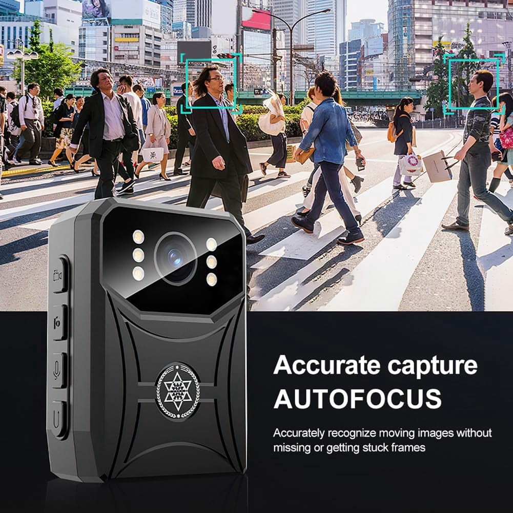 Police Body Cameras with Audio and Video Recording, Body Mounted Video Camera Built-in 64GB, Personal Wearable Cam with 2.0” Screen, Night Vision, IP65, for Police Law Enforcement, Security