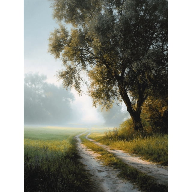 Qisvanset Lakeside Wildflower Path Canvas Print 12x16 Inch Entryway Decor