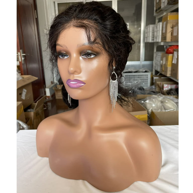 Natural Makeup Mannequin Head With Shoulders Chocolate Color