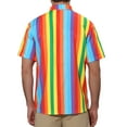thumbnail image 3 of INSPIRE CHIC Men's Summer Vertical Stripe Print Short Sleeve Button Down Shirts 2XL Rainbow Blue, 3 of 6