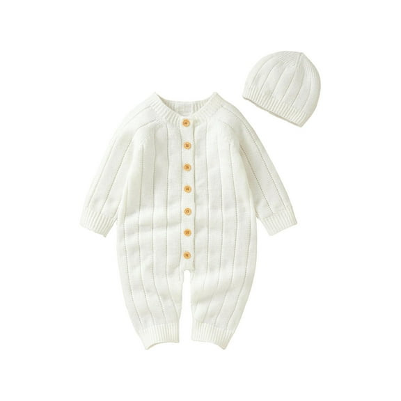 Bagilaanoe Newborn Baby Girl Boys Winter Jumpsuit Long Sleeve Knitted Bodysuit 3M 6M 9M 12M 18M Infant Ribbed One Piece Romper