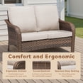 thumbnail image 5 of PPorfamilia Outdoor Rattan Loveseat Patio PE Wicker 2-Seat Couch Deep Seating Furniture with Beige Cushions, for Porch Backyard Deck Poolside Garden, 5 of 6